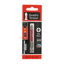 Биты  70 мм. PH2 1/4 легированная сталь S2 Quadro Torsion набор 1 шт./карта