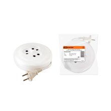 Удлинитель-рулетка УХ6-103 белая 5 метров 3 гнезда ШВВП 2х0,75 6А/250В TDM