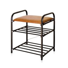 Банкетка для обуви &quot;Банкетка 1&quot; (500*330*450 мм.) 3-х ярусная винил/металл (коричневая)