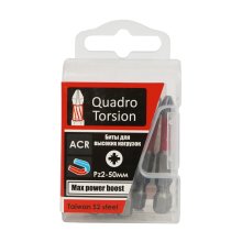 Биты  50 мм. PZ2 E6,3 1/4 легированная сталь S2 Quadro Torsion набор 10 шт./коробка