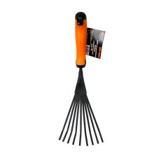 Грабли веерные пластинчатые 9 зубов углеродная сталь 380 мм. ручка TPR ручные MAWIPRO